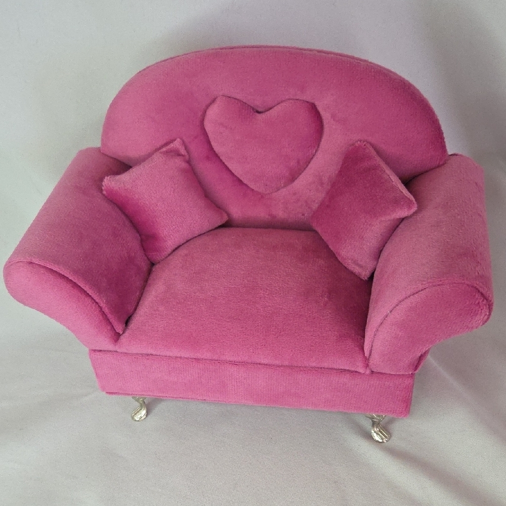 Pink Velvet Jewelry Box Couch Can Be Dolls Sofa Like New